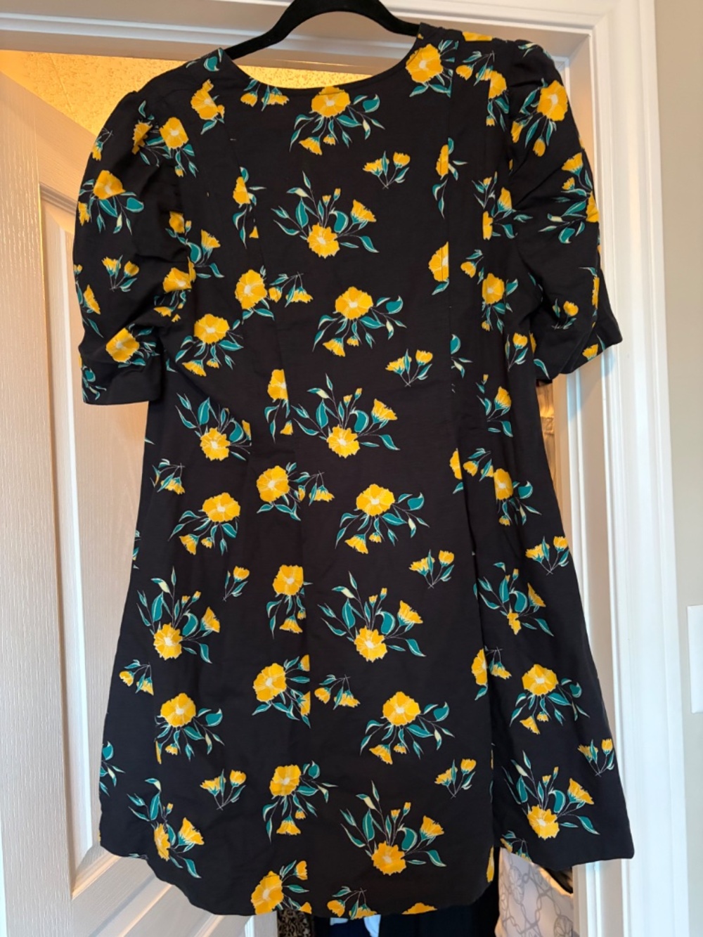 Free People Adelle Floral Tunic Mini Dress with Puff Sleeves Size Large - Picture 7 of 7